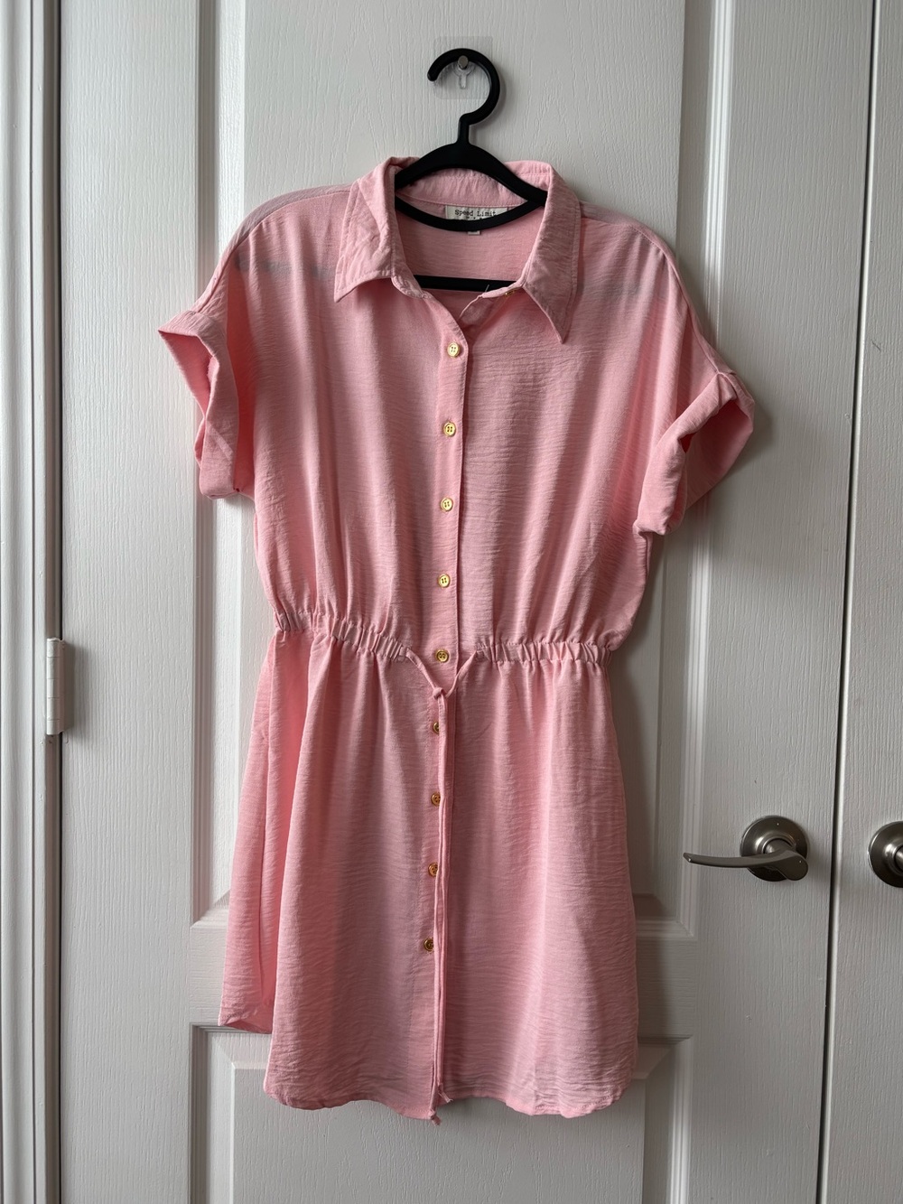 Light Pink Button-Front Shirt Dress